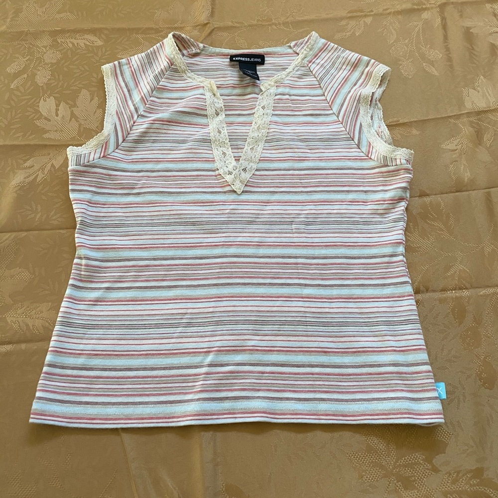 ☀️Express Jeans Vintage Stripe Lace Top☀️